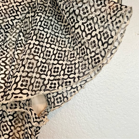 Sara Michelle Black & Cream Ruffle Sleeve Casual Workwear Blouse Top, Size L - Picture 11 of 13